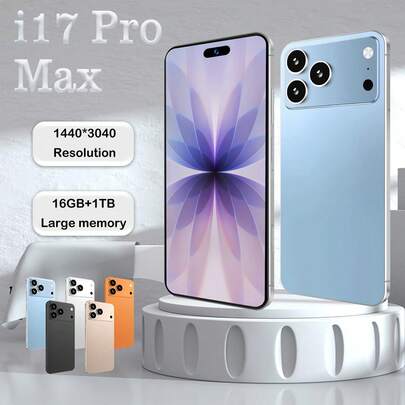I17 Pro Max Unlocked Android Phone, Snapdragon 8 Gen3, 16GB RAM+1TB Storage, 8000mAh Battery, Face Recognition Unlock