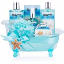 Cosmetics Bade- und Dusch Set Aloe Vera - 7-teiliges Geschenkset in dekorativer Wanne - Damen Beauty Set mit Badewanne Silber - Meeresbrise - Übersicht 1