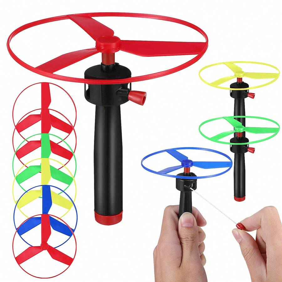 1/3/5 Set Warna Acak Plastik Mainan Cakram Terbang UFO Tarik Tali, Cakram Terbang Berputar Tarik Tangan, Mainan Juggling Seru untuk Rekreasi Luar Ruangan, Peluncur Cakram Terbang, Hadiah Tahun Baru/Halloween/Thanksgiving/Natal/Ulang Tahun, Suvenir Pesta, Penghilang Stres, Warna Acak - MultiWarna - View 1