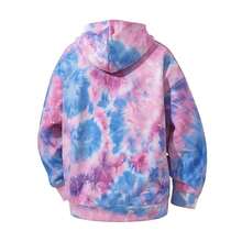 Women's Tie-Dye Loose Fit Hooded Sweatshirt, Casual Long Sleeve Drawstring Sweatshirt With Kangaroo Pocket - Pink - View 10