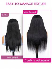 ISEE 16-28 Inch 180% Density Human Hair Straight Ready-To-Wear Glueless Wig, Bleached Knots, 9*6 Transparent Lace, Pre-Cut Lace, Pre-Plucked Hairline, Suitable For Beginners Daily Wear - SNatural - View 8