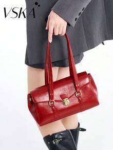 高端質感小眾個性女款時尚手提包 最新款復古通勤包 防水防盜可擴容多功能高端單肩包 購物送禮首選 - 紅色 - 查看 2