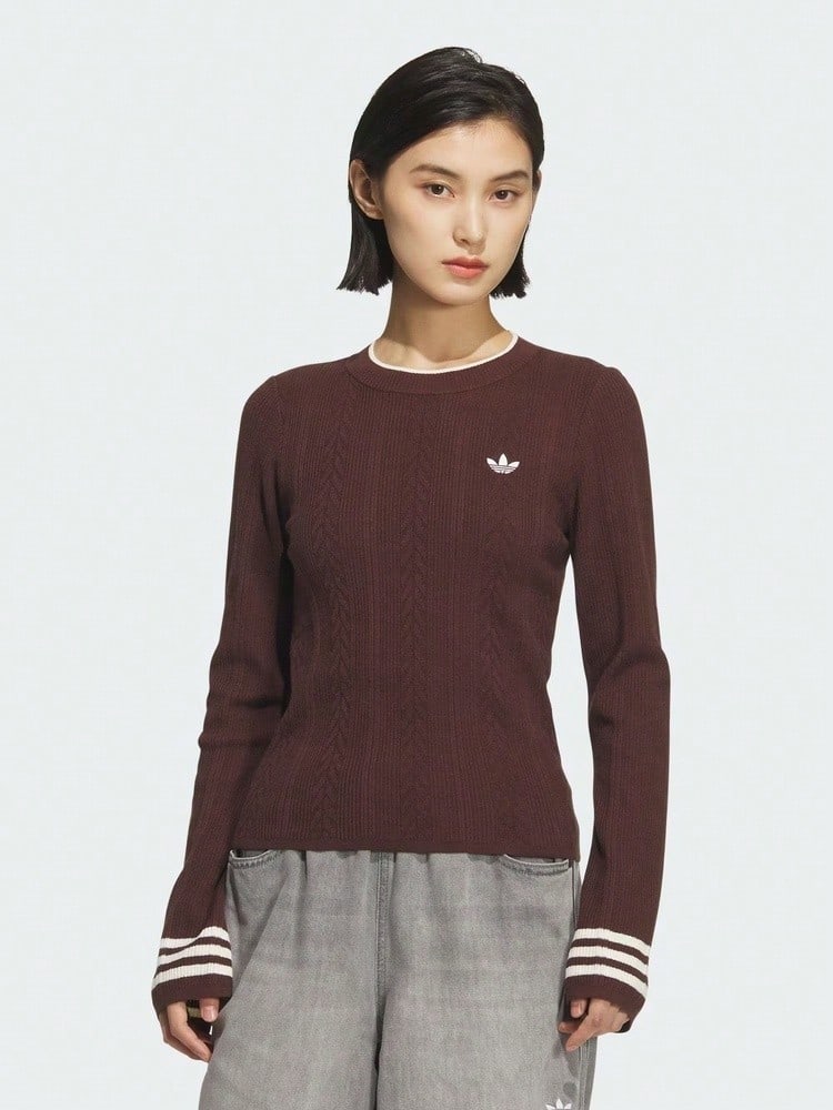 Adidas Originals Sweater Rajut Wanita Model Crew KS5966 - Burgundy - View 1