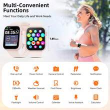 Hwagol 2026 Upgraded Smart Watch (Call/Answer Calls), 1.85-Inch Display, 230mAh Battery Capacity, Unisex, Fitness Tracker, Multiple Sports Modes, Step & Calorie Counter, Sleep Monitoring Watch, Compatible With Android And - Pink - View 5