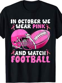 In October We Wear Pink Football Breast Cancer Awareness T-Shirt - 款式 - 查看 1