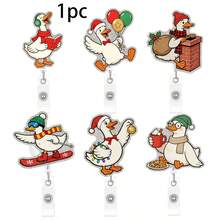 1PC Funny Christmas Goose Pull Tab Glitter Acrylic Shaped Holiday Decoration Badge - Multicolor - View 9