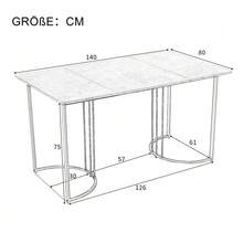 Dining Set (5-Piece), Dining Table With 4 Chairs Set, Modern Kitchen Table Set, 140*80cm Kitchen Table With Black Metal Legs, MDF Tabletop In Grey, Dark Green Velvet Dining Chairs - 灰色 - 查看 4