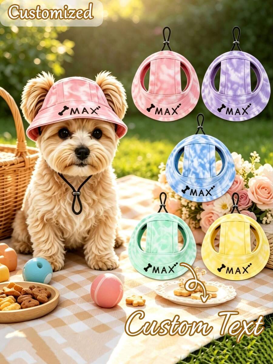Custom Dog Hat With Ear Holes, Summer Sun Protection Hat For Dogs, Adjustable Dog Sun Hat, Personalized Corduroy Pet Baseball Cap, Suitable For Small, Medium And Large Dogs, Puppy Gift