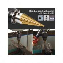 6/3/1pc Titanium Coated High Speed Steel Step Drill Bit Set, Pyramid Shape Drill Bit, Suitable For Wood And High-Efficiency Metal, Smooth Chamfer, No Burrs, Rust-Proof, Easy To Install, Higher Efficiency - Copper - View 2