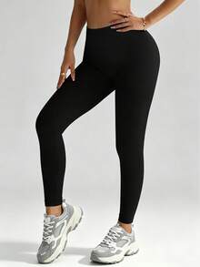 DINBEY Women's Outdoor High-Waist Sports Pants, Butt-Lifting Yoga Pants, Suitable For Running, Fitness And Yoga Black - Black - View 2
