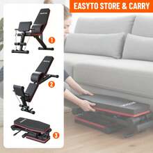 PORIYA Weight Bench Fitness Bench Press Squat Rack Adjustable Home Gym Equip - Black - View 7