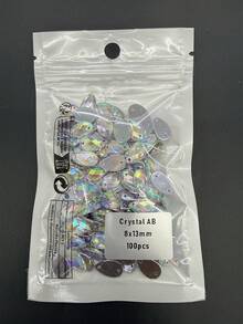 100顆 8*13mm 水晶AB縫製水滴形平底壓克力貼片 透明水鑽 適用DIY針藝、衣飾與手工藝 - Crystal AB - 查看 10