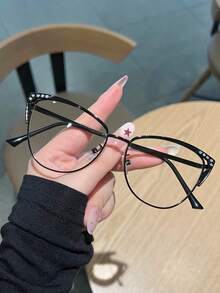 1PC Women's New High Definition Rhinestone Cat Eye Reading Glasses, Versatile Casual Daily Use For Computer, Reading, Gaming, Available In 100, 150, 200, 250, 300, 350, 400 Degrees - Transparent - View 7