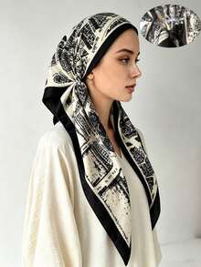 Women Multi Use Vintage Print Headscarf Hooded Hair Wrap Neck Scarf Soft Casual Accessory For Outdoor Travel Daily Wear - Multicolor - View 6