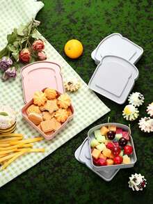 Sandwich Box, Bento Box, Food Storage Container With Toast-Shaped Lid, Microwave And Dishwasher . Reusable Sandwich Box With Lid, Suitable For Home Or Adult Use, Kitchen Utensil - Multicolor - View 3