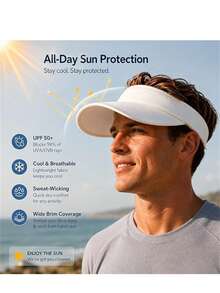 1pc Solid Color UPF 50+ Men's Sun Hat, Wide Brim Lightweight Moisture-Wicking Quick-Dry Hat, Suitable For Beach, Hiking, Outdoor - A - View 6