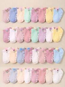 24/12/6 Pairs Random Grip Socks, Girls Autumn Socks, Floral Pattern, Newborn Essentials Baby Accessories, Baby Baptism Gift Autumn Decoration, Halloween - Multicolor - View 3