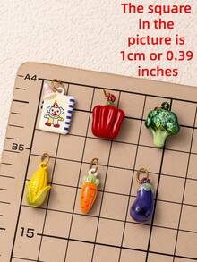 1pc Vintage Vegetable Pendant, Cute Retro Style, 18kpvd Gold Plated Stainless Steel Material, Waterproof And Fade-Resistant, Suitable For DIY Creative Necklace, Bracelet, Earring, Bag Chain, Keychain, Sweat-Resistant, Suitable For Daily Casual Wear - Multicolor - View 2