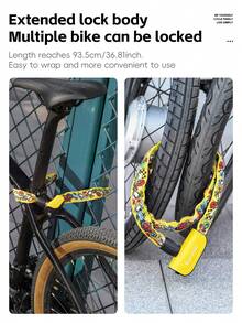 WEST BIKING 93.5cm Bicycle Lock Anti Theft Key Lock Personalized Graffiti Iron Chain Lock Motorcycle Front Door Anti Theft Tool - Multicolor - View 8