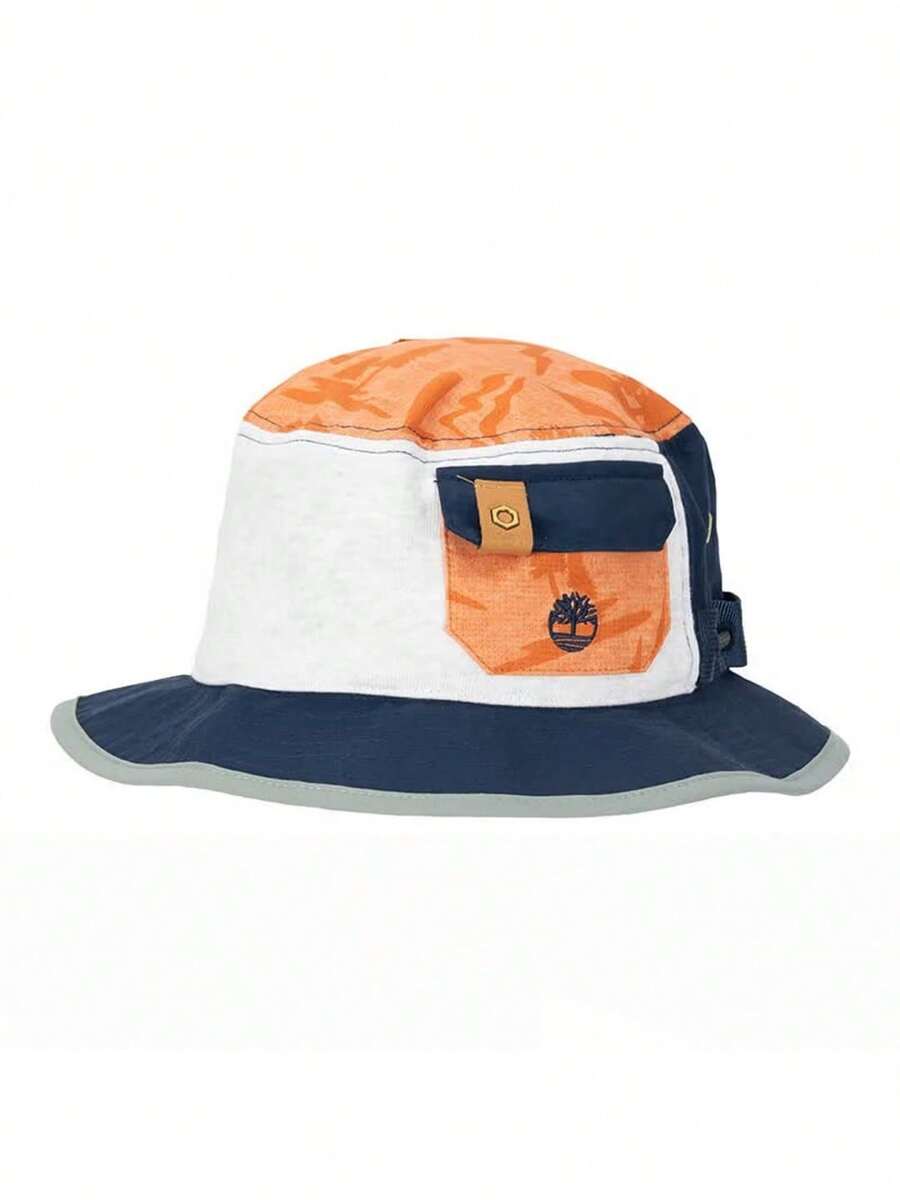 Timberland Summer New Bucket Hat Outdoor Casual Beach Hat Large Head Circumference Unisex Breathable Bucket Hat Sun Hat With Drawstring Adjustment - Blue and White/Orange - View 1
