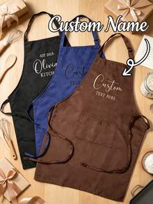 Personalized Chef's Apron, Customizable And Unisex. Great For Cooking, Grilling And Other Kitchen Activities. Wonderful Gift Choice For Father's Day, Mother's Day, Birthdays, Anniversaries, Graduations, Weddings And Various Special Occasions. - Multicolor - View 1