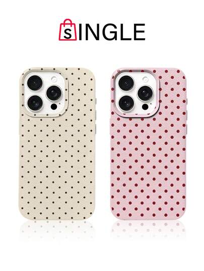 1pc Minimalist Fashion Polka Dot Lychee Texture Phone Case, Compatible With IPhone11/12/13/14/15/16/17 Pro/ProMax/Plus All Models, Galaxy Universal Full Coverage Anti-Drop TPU Soft Shell, Gentle Girl Texture Protective Cover, Versatile Commute Holiday Gift