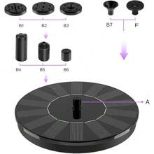 Outdoor Garden Solar Fountain, Upgraded Solar Bird Bath Fountain, No Built-In Battery, Works Only Under Direct Sunlight, With 6 Nozzles, Outdoor Garden Decor, Suitable For Bird Bath, Garden, Pond, Fish Tank And Outdoor Freestanding Floating Solar Fountain Pump Waterproof IPX8 - Black - View 4