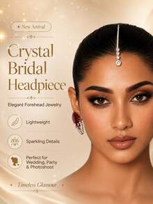 STONEFANS 1pc Water Drop Forehead Chain Traditional Headpiece Bohemian Style Fashion Bridal Wedding Party Accessory - Multicolor - View 6
