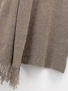 Women's Winter Knitted Mid-Length Cardigan With Scarf, Long Sleeve Button Design, Warm High-Elastic Fabric, Suitable For Autumn Wear - Camel - View 9