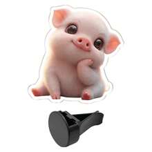 Cute Cartoon Pink Pig Car Air Vent Clip, Lovely Piggy Car Air Freshener Ornament, Auto Air Outlet Fragrance Decor, Vehicle Interior Accessories - Car Air Vent Decoration - View 3