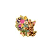 Cute Kitten Holding Flower Bouquet Lapel Enamel Pins And Brooches Badge Pins For Backpacks Bags Backpack Cool Decoration Friend For Gifts - Multicolor - View 19