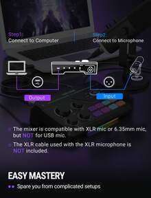 Mixer Audio Gaming FIFINE SC8 untuk Live Streaming dengan Suara Surround 7.1ch | Untuk PC, RGB, Preamp Headphone, Tombol Mute, Kontrol Volume, Input Optik, Daya Phantom 48V, 3 Mode EQ, Penyeimbang Volume Obrolan Game - View 10