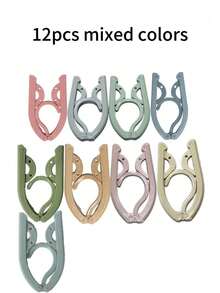 12pcs Foldable Travel Clothes Hanger, Space-Saving Non-Slip Bra Drying Rack, Portable Pocket-Sized Clothing Hooks For Travel And Home Use - Multicolor - View 8