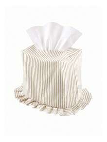 1pc Striped Ruffle Fabric Tissue Box Cover, Washable & Reusable Tissue Storage Bag With Pleated Trim, Dust-Proof Organizer For Bedroom, Bathroom, Car, Desk, Country Style Home Decor - Multicolor - View 11