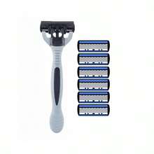 2 Razor Holders + 36 Blades, 6-Layer Manual Razor, Unisex, Stainless Steel Replaceable 6-Layer Blade Shaving Tool - Grey - View 15