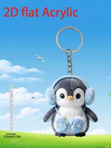1pc Exquisite 2D Acrylic Penguin Keychain/Keyring - Decorative Item, Featuring A Quirky Christmas Design, Ideal For Friends Who Love Decorating Their Space, Perfect For Home And Holiday Decoration - Multicolor - View 3