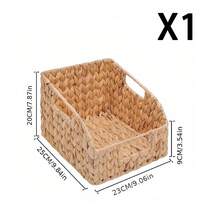 1 buah/2 buah Keranjang Penyimpanan Anyaman dengan Pegangan Terintegrasi, Keranjang Eceng Gondok untuk Rak, Kamar Tidur, Ruang Tamu, Asrama, Kamar Mandi & Dapur, Organizer Dekorasi Boho Rustic untuk Kosmetik, Camilan, Perhiasan & Aneka Barang - View 10