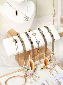 1PC/2PCS Wooden Single Layer Bracelet Storage Rack Headband Necklace Watch Bracelet Display Stand Jewelry Headscarf Display Prop Accessory Decoration Rack - Log Flat Single Layer Bracelet Stand - View 7