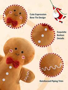 Gingerbread Man Christmas Pillow, Christmas Tree Christmas Pillow, Christmas Shaped Plush Pillow, Perfect For Decorating Your Home Sofa Or Bed, Suitable For Daily Use, Parties And Christmas, For Decorative Use Only, For Adults Only - Gingerbread Man - View 5