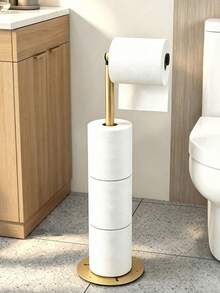 No-Drill Folding Floor Standing Toilet Paper Holder, Non-Slip Base, Independent Vertical Toilet Paper Roll Storage Rack, No Wall Installation Required, Portable Space-Saving, Suitable For Small Bathrooms, Guest Bathrooms And Rental Bathrooms - Multicolor - View 4