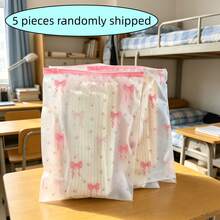 Cute Bow A4 File Bag, Student Test Paper Storage Bag, Waterproof Zipper Semi-Transparent File Bag, Writable Text Marker Bag, Organization And Storage Travel Luggage Classification Waterproof Zipper Bag - A4 - View 12
