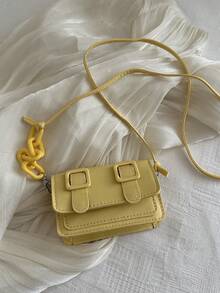 Mini bolso bandolera para lápiz labial con cadena decorativa de acrílico - Amarillo - Ver 3