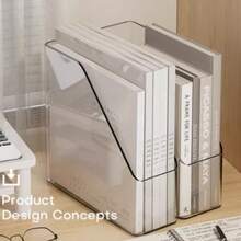 1-2pcs Transparent Acrylic Bookends/Book Storage Rack, File Organizer, Large Capacity Office Document/A4 Paper Desktop Storage Rack, Office Supplies Accessories, Desktop Organizer, Back To School Supplies, Suitable For Home, Study, School And Office - Multicolor - View 10