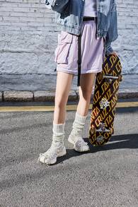 Tênis Casuais Femininos Kappa com Sola Grossa, Design Retrô com Cadarço, Tênis Chunky Aumentador de Altura, Respirável, Leve, Estilo Vintage, Sapatos Esportivos para Uso Diário - Branco Clássico/Queijo Branco - Visão 4