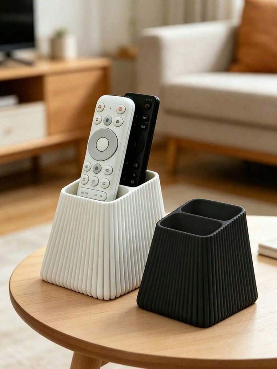 Vertical Striped Remote Control Storage Rack, Divided Desktop Organizer Box, TV & Air Conditioner Remote Control Desktop Organizer Decorative Box, Multi-Functional Home & Dorm Desktop Decor, Holiday Party Ornament - Multicolor - View 1