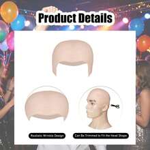 4pcs Fake Mustache And Hair Cap Costume Set For Women And Men, Wearable Halloween Costume Accessories - Multicolor - View 3