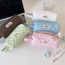Unique Heart Polka Dot Handheld Pencil Case, Portable Minimalist Stationery Bag With Large Capacity Design, Suitable For Students To Store Various Learning Supplies And Small Items, Easy To Organize And Maintain For Daily Use And Office Desk Clutter - A - View 2