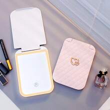 scbestuygo Portable LED Makeup Mirror, 300mAh Rechargeable Battery, 3 Lighting Modes, Touch Control And 3-Level Dimming, Compact Travel Mirror, Suitable For Bedroom, Bathroom, Dorm, Office, Vanity - White - View 7