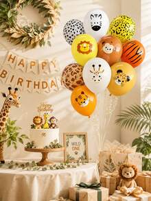 10/20pcs 12 Inch Animal Latex Balloons, Suitable For Birthday Party, Baby Shower Decoration, Jungle Theme Event, Photo Props, Party Supplies - View 4