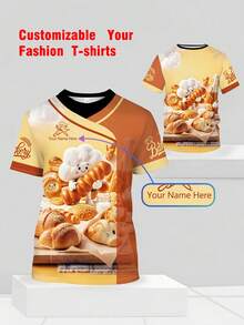 Custom Name Printed T-Shirt Chef Uniform Crew Neck Short Sleeve T-Shirt, Elegant Pastry Chef T-Shirt, Personalized T-Shirt, Holiday Gift, Baker Chef Printed Workwear T-Shirt - Multicolor - View 1